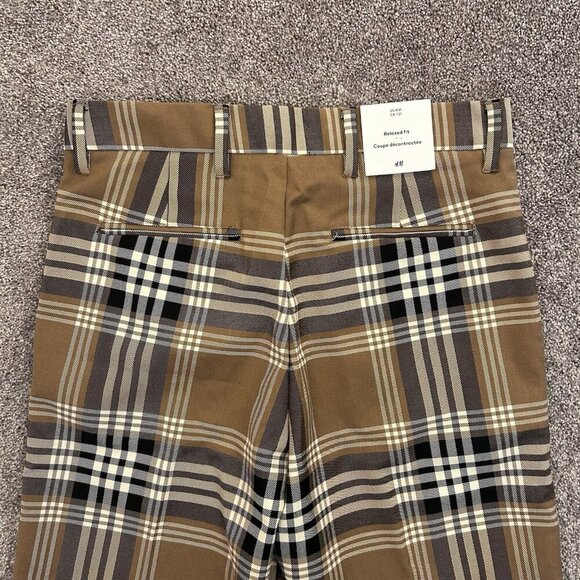 H&M Women's Chino Pants Size 31 Beige Plaid Relaxed Fit Mid Rise Pockets NWT - Picture 10 of 16